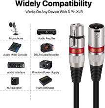Load image into Gallery viewer, EBXYA XLR Cable 15ft - Mic Cables Balanced DMX Cable Male to Female
