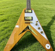Load image into Gallery viewer, 1958 Korina Flying V Style Electric Guitar - Natural Burst Finish

