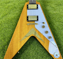 Load image into Gallery viewer, 1958 Korina Flying V Style Electric Guitar - Natural Burst Finish
