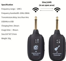 Load image into Gallery viewer, Guitar Wireless Transmitter &amp; Receiver Audio System
