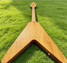Load image into Gallery viewer, 1958 Korina Flying V Style Electric Guitar - Natural Burst Finish
