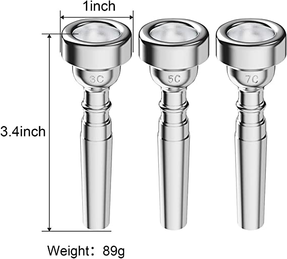 Silver Trumpet Mouthpiece 7C 5C 3C Trumpet Mouthpiece for Beginners and Professional Players